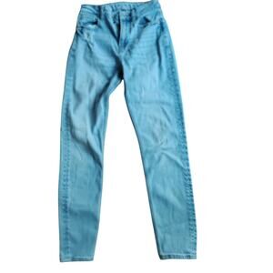 American Eagle light Wash Straight Leg Jeans SZ 000 – Factory Distressed Pockets